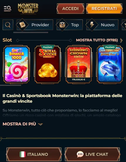MonsterWin app — download per Android e iOS ufficiale